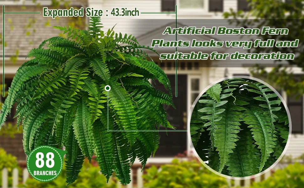 UV Resistant Lifelike Artificial Boston Fern