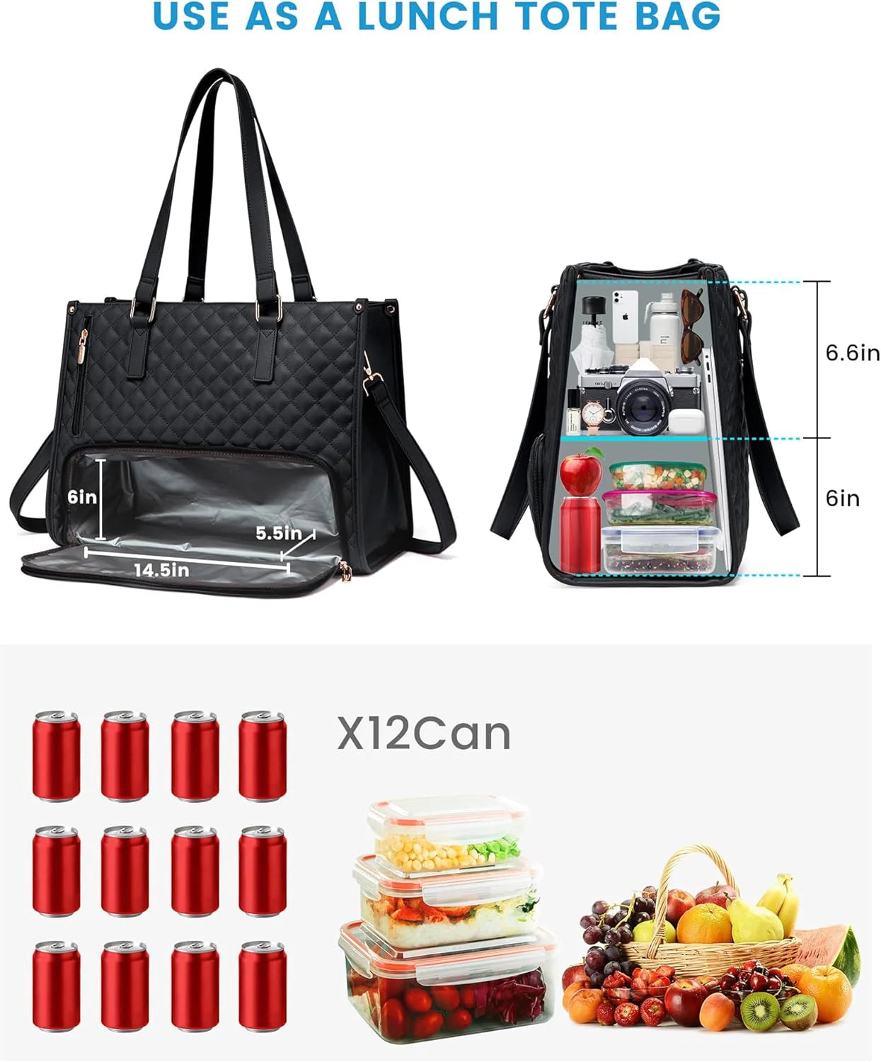 2 in 1 Tote Bag Lunch Bag Combo